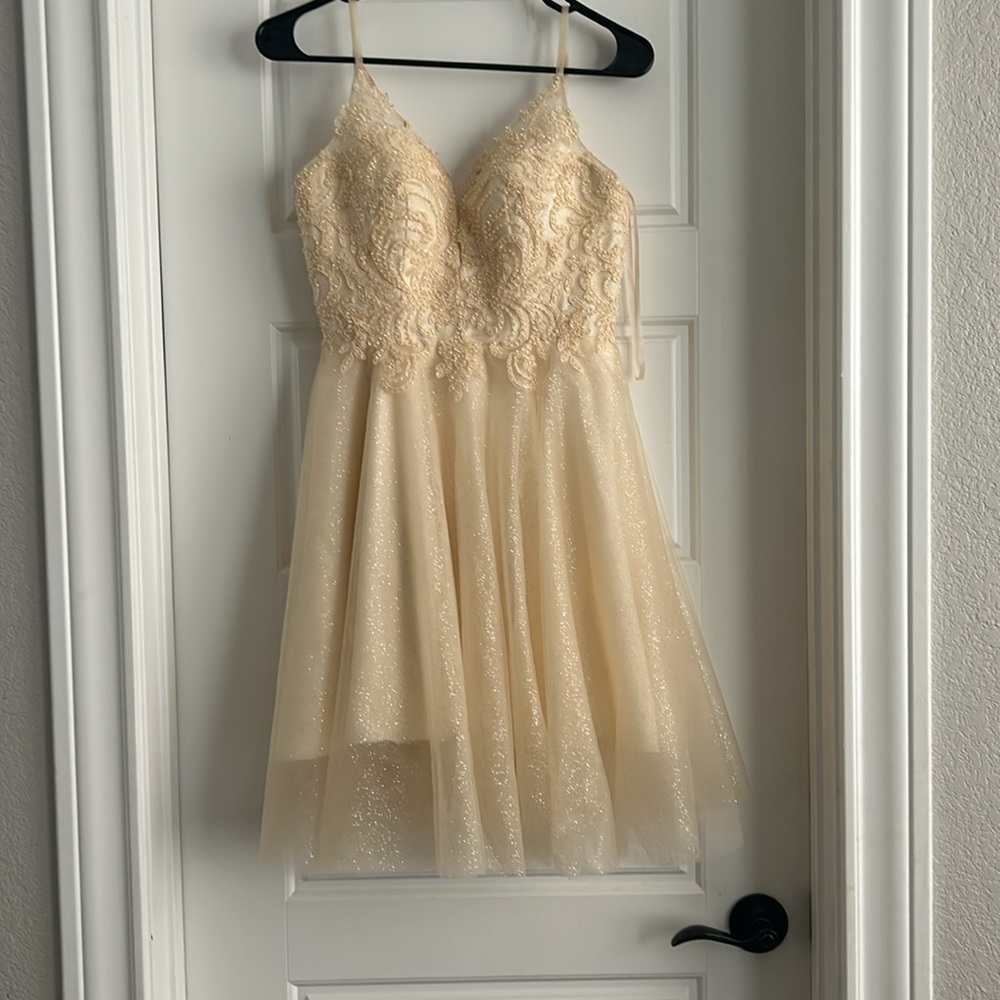 Champagne colored Homecoming dress. Worn once.